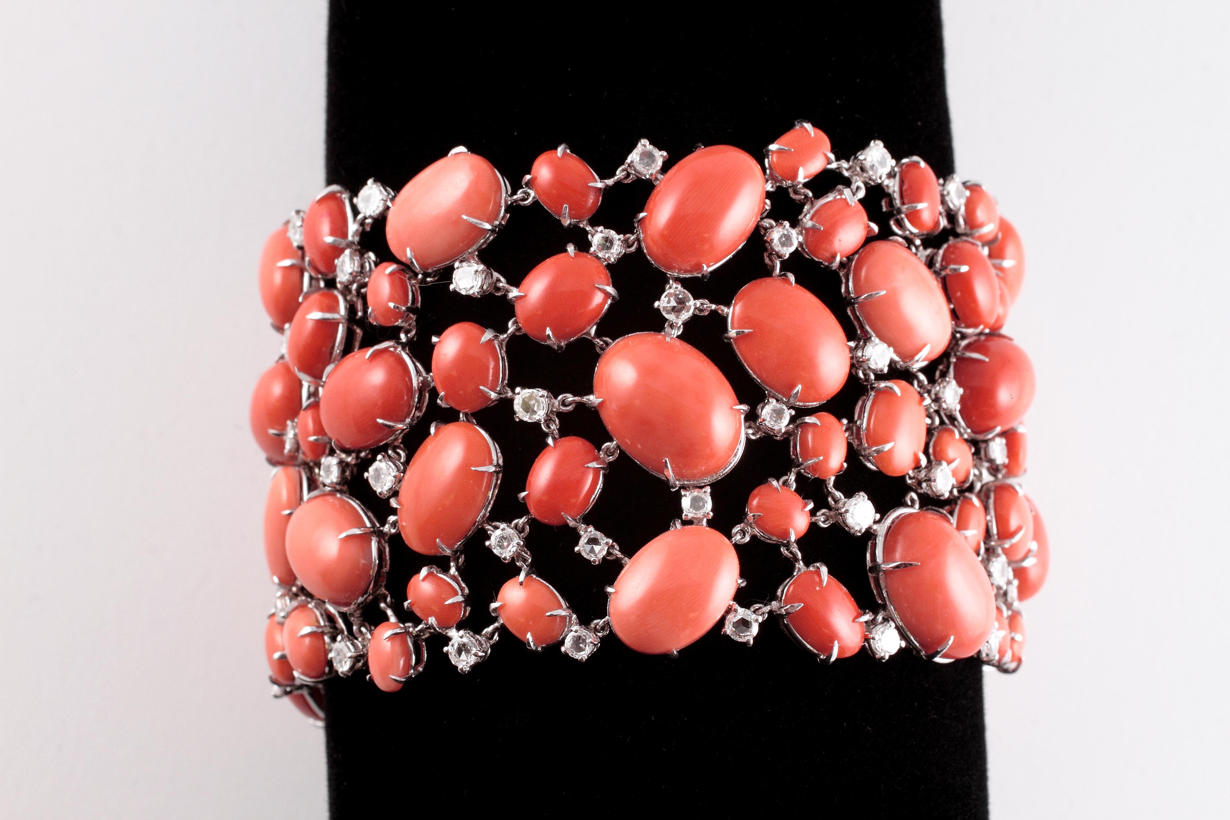Bracelet « Zydo » en or blanc avec diamants taille rose de 5,18 carats en vente 1