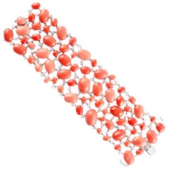 "Zydo" Coral 5.18 Carat Rose Cut Diamond White Gold Bracelet