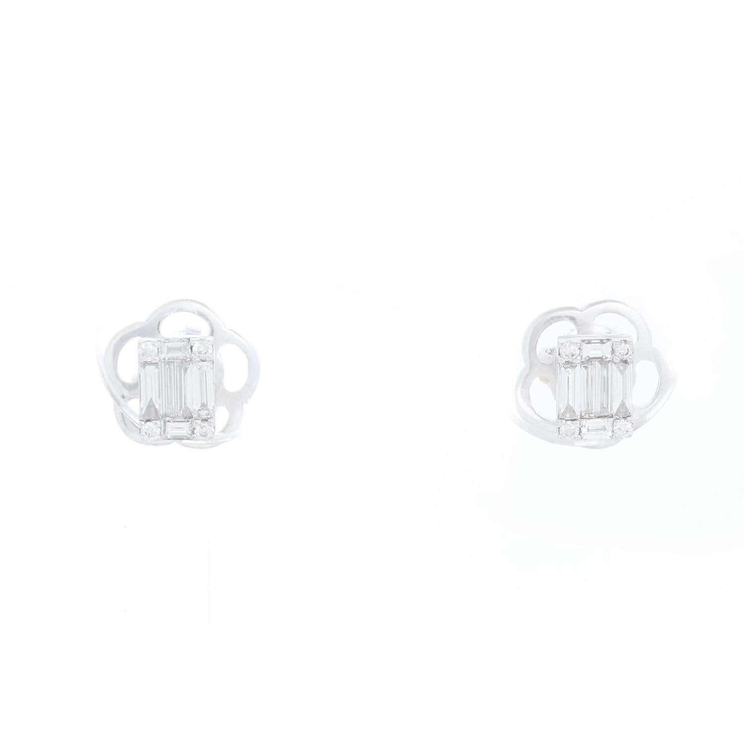 Taille émeraude ZYDO  Boucles d'oreilles en mosaïque de diamants sertis en forme d'émeraude en vente