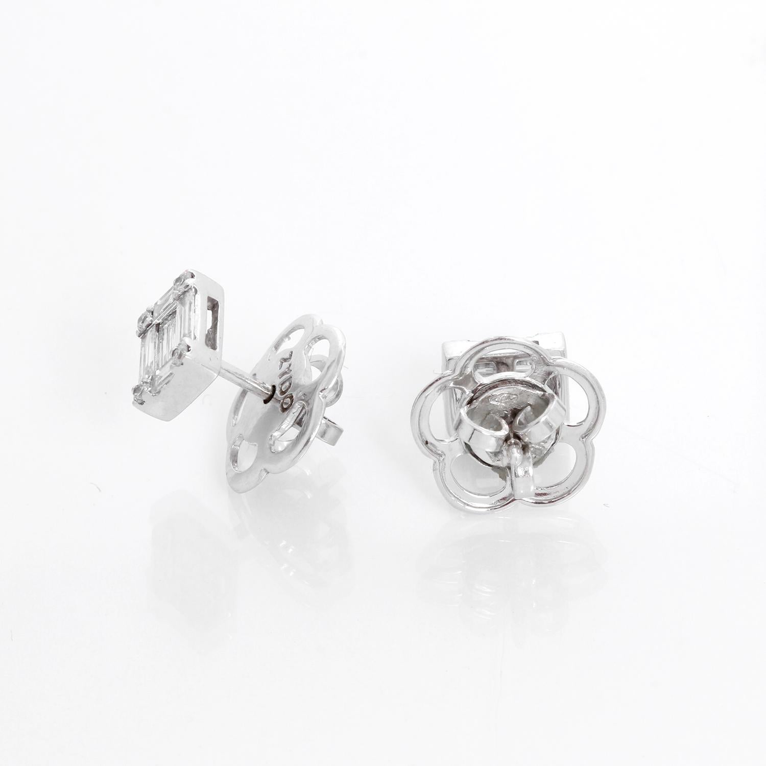 ZYDO  Boucles d'oreilles en mosaïque de diamants sertis en forme d'émeraude Excellent état - En vente à Dallas, TX