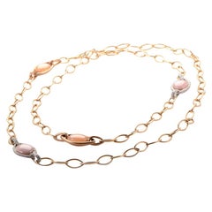 Zydo Quartz Moonstone Diamond and Pink Quartz 18 Karat Rose Gold Chain Necklace