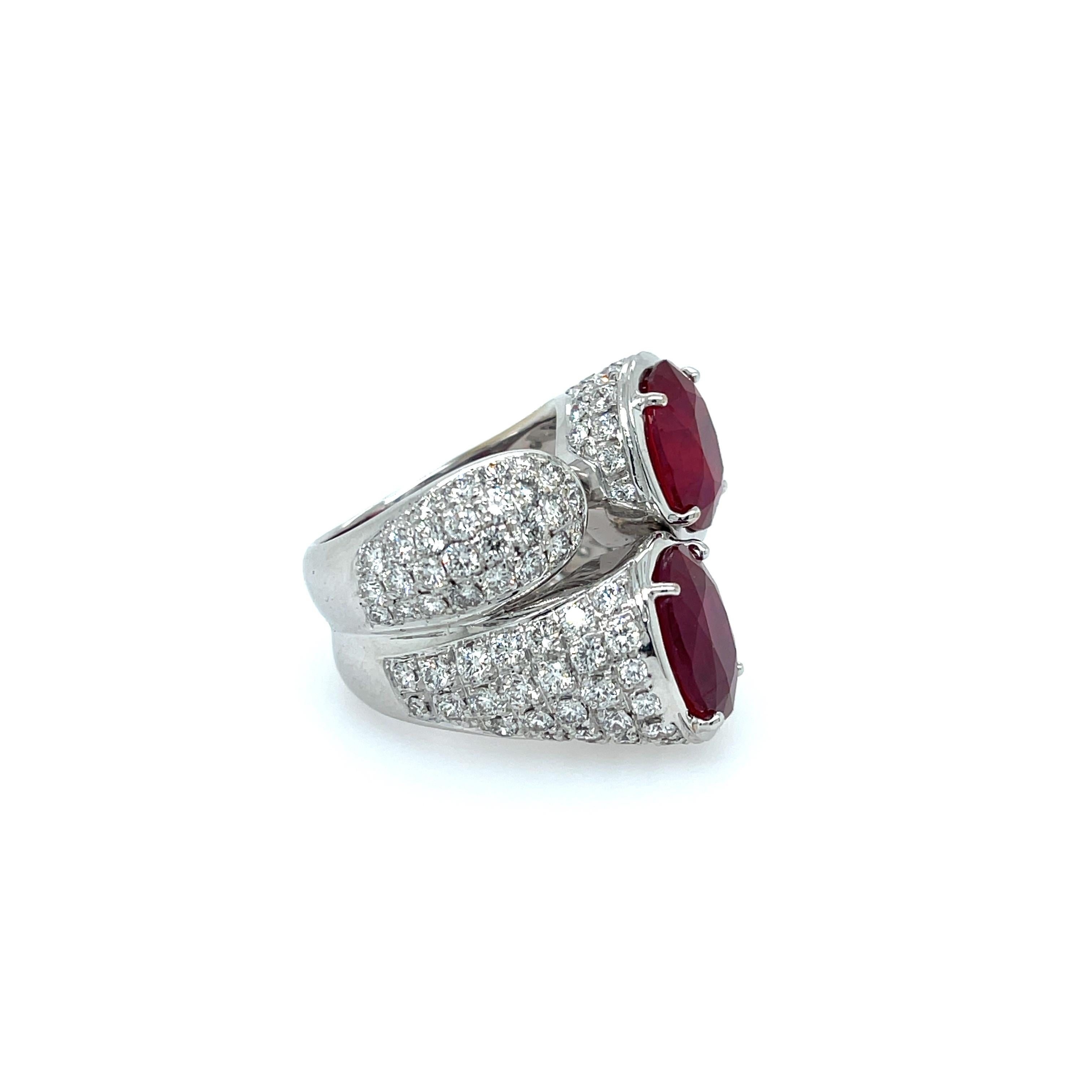 Zydo Anillo Rubelita y Diamante Oro Blanco 18k Contemporáneo