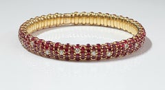 ZYDO Ruby & Diamond Domed Stretch Bracelet 18K Rose Gold