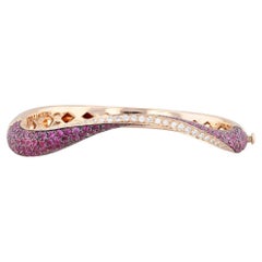 Zydo Zybert 5.50ctw Pink Sapphire Diamond Bangle Bracelet 18k Rose Gold 6.25”