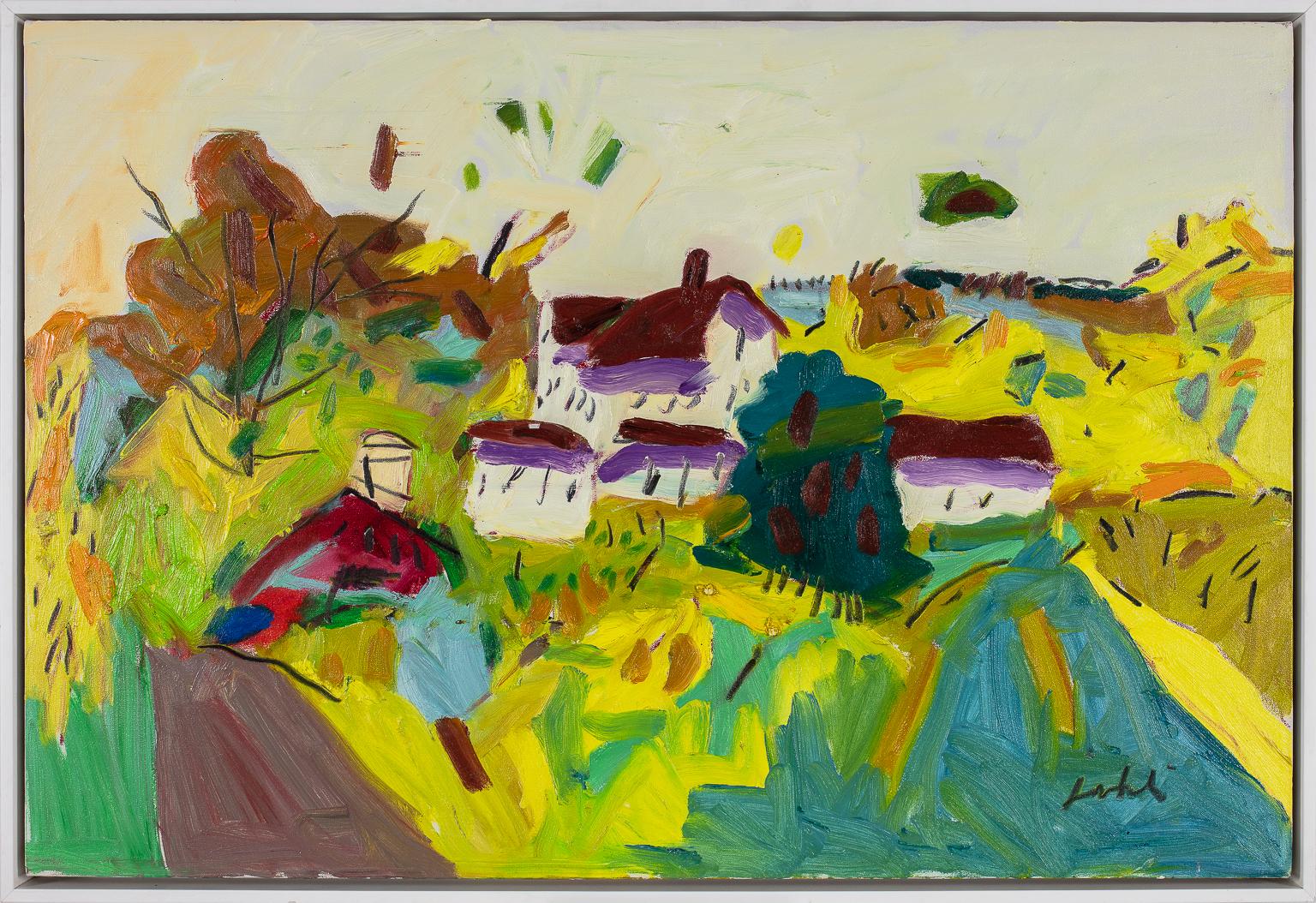 Zygmund Jankowski Landscape Painting – Herbstlandschaft mit Lila