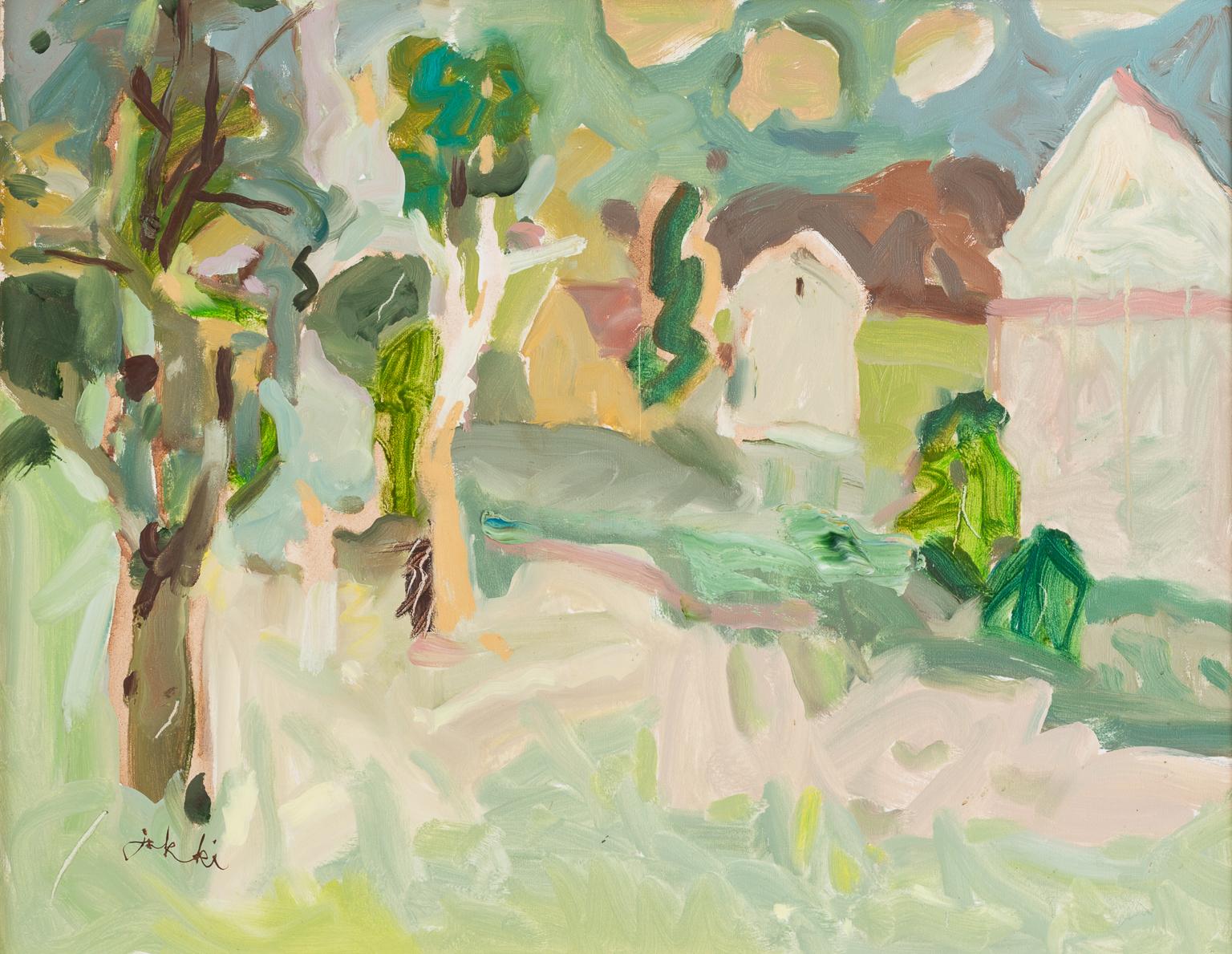 Landscape Painting Zygmund Jankowski - Ferme blanche