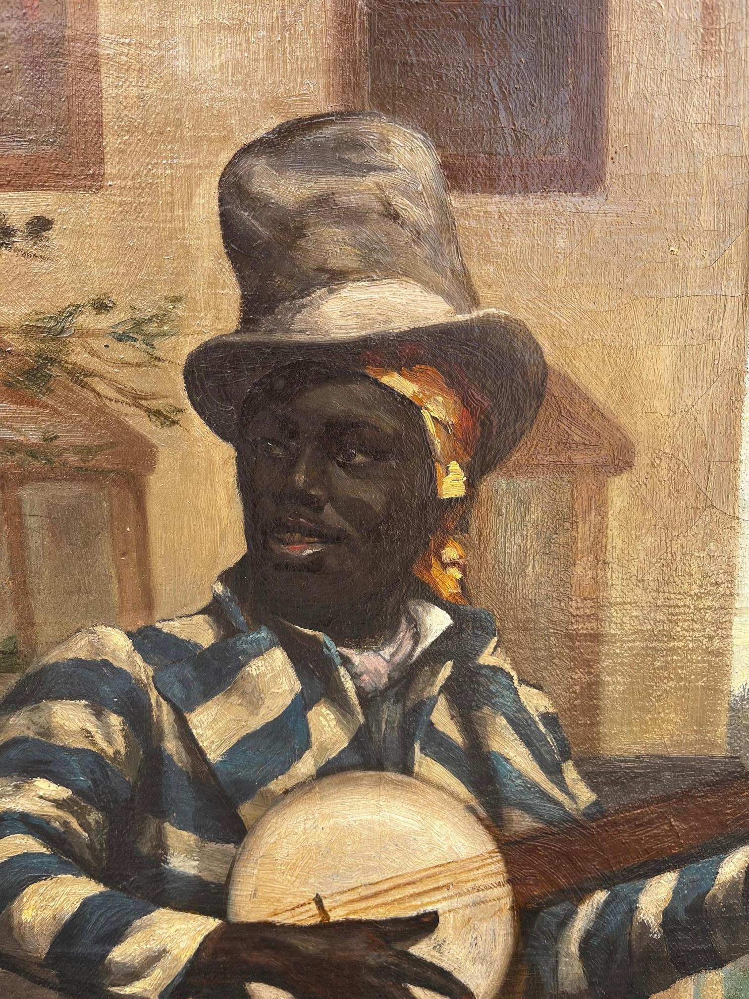 Zygmunt Sokolowski (1857-1888), 
The Bandjo Player, 
Oil on canvas, 
circa 1950, Poland.
Height 92 cm, width 59 cm.