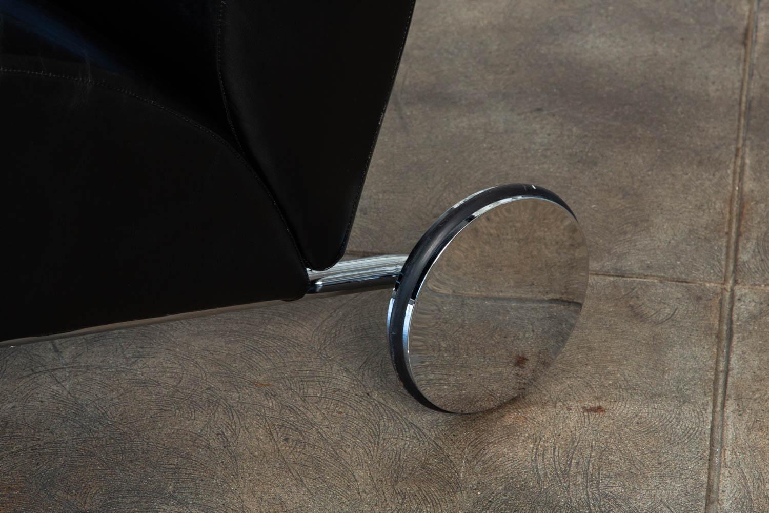 Steel Zyklus Chair and Ottoman by Peter Maly
