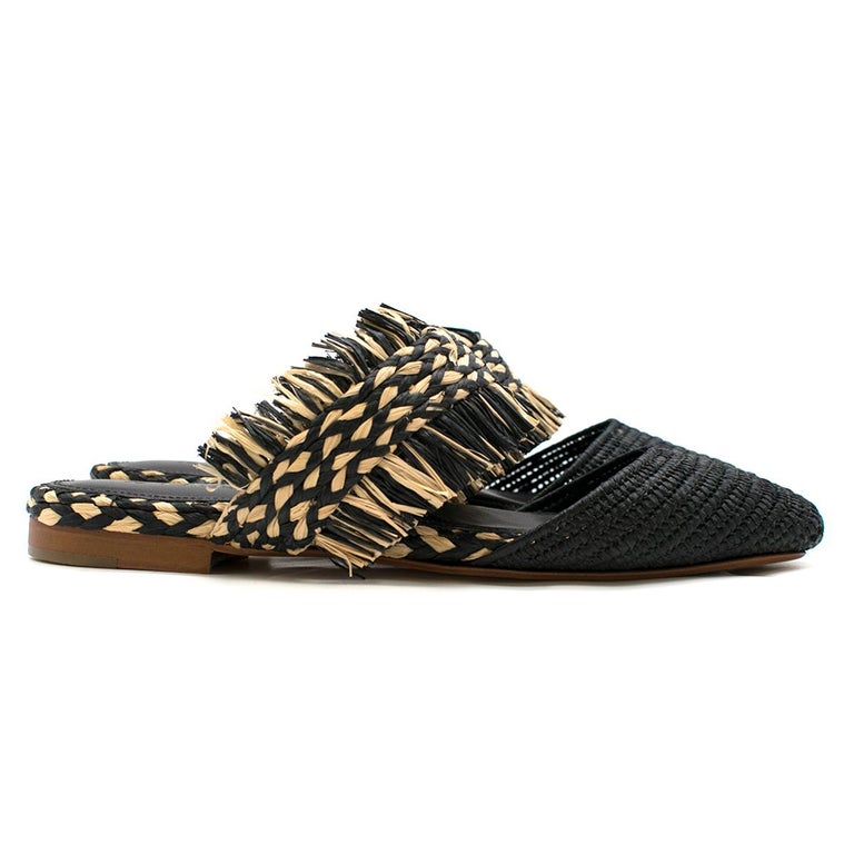 Zyne Raffy III raffia-fringed shoes - Current SIZE 39 For Sale at 1stdibs