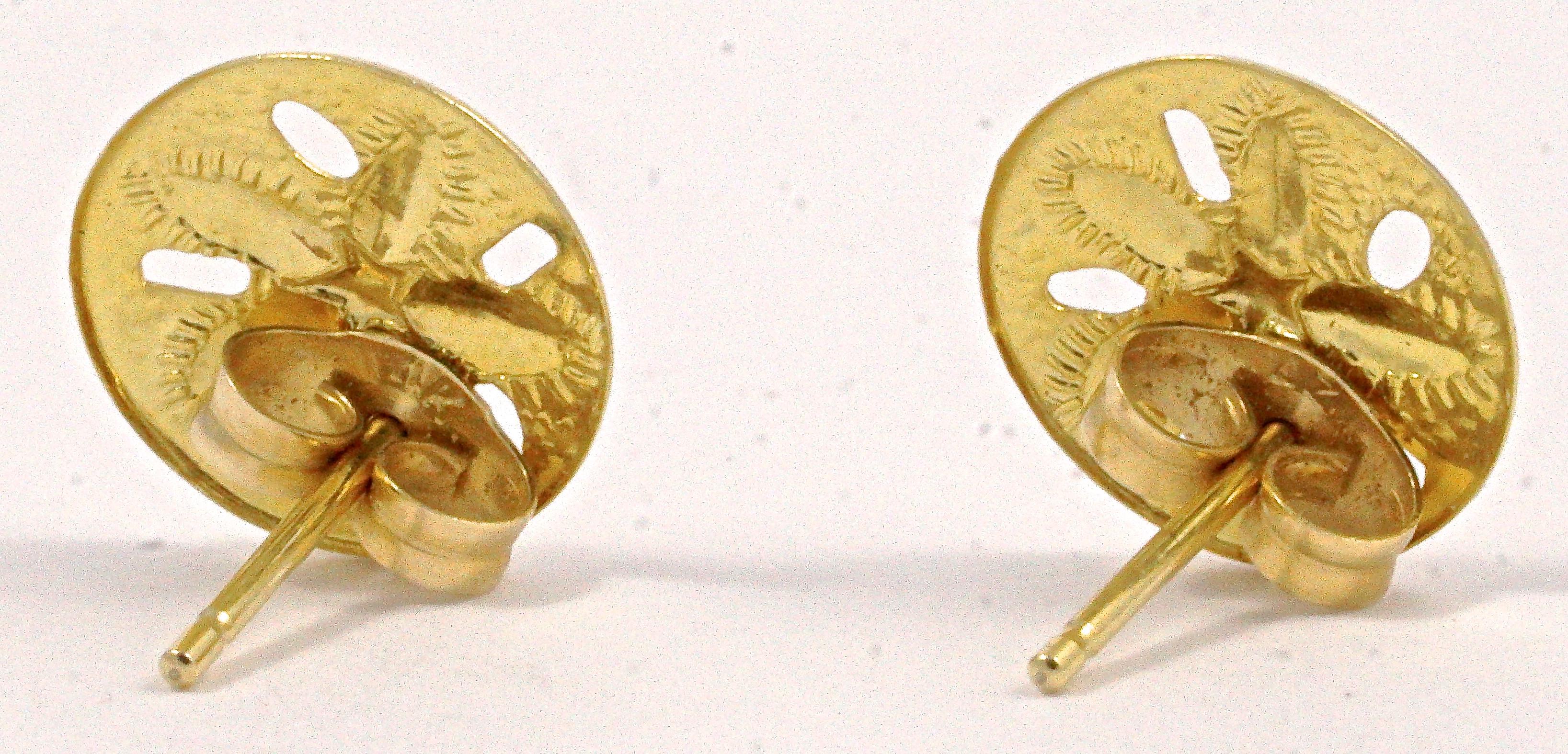 sand dollar earrings gold