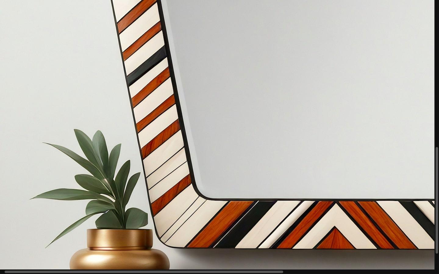 De Stijl Miroir mural ZZ inspiré par le chevron, fabriqué à la main par Artisanal en vente