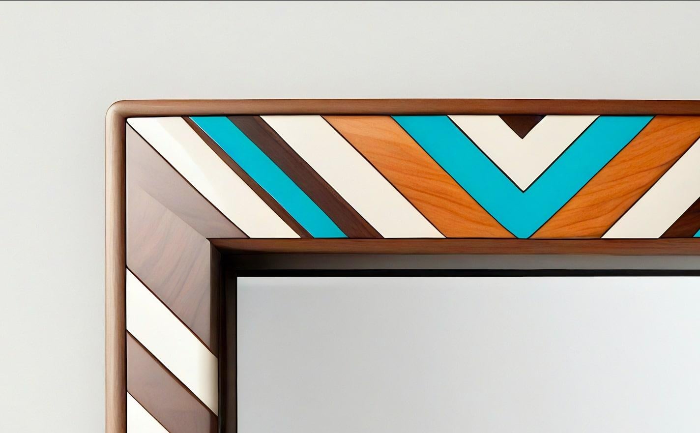 De Stijl Miroir mural ZZ inspiré par le chevron, fabriqué à la main par Artisanal en vente