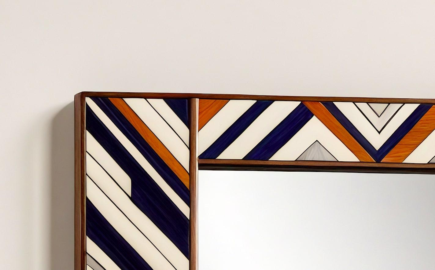 De Stijl Miroir mural ZZ inspiré par le chevron, fabriqué à la main par Artisanal en vente