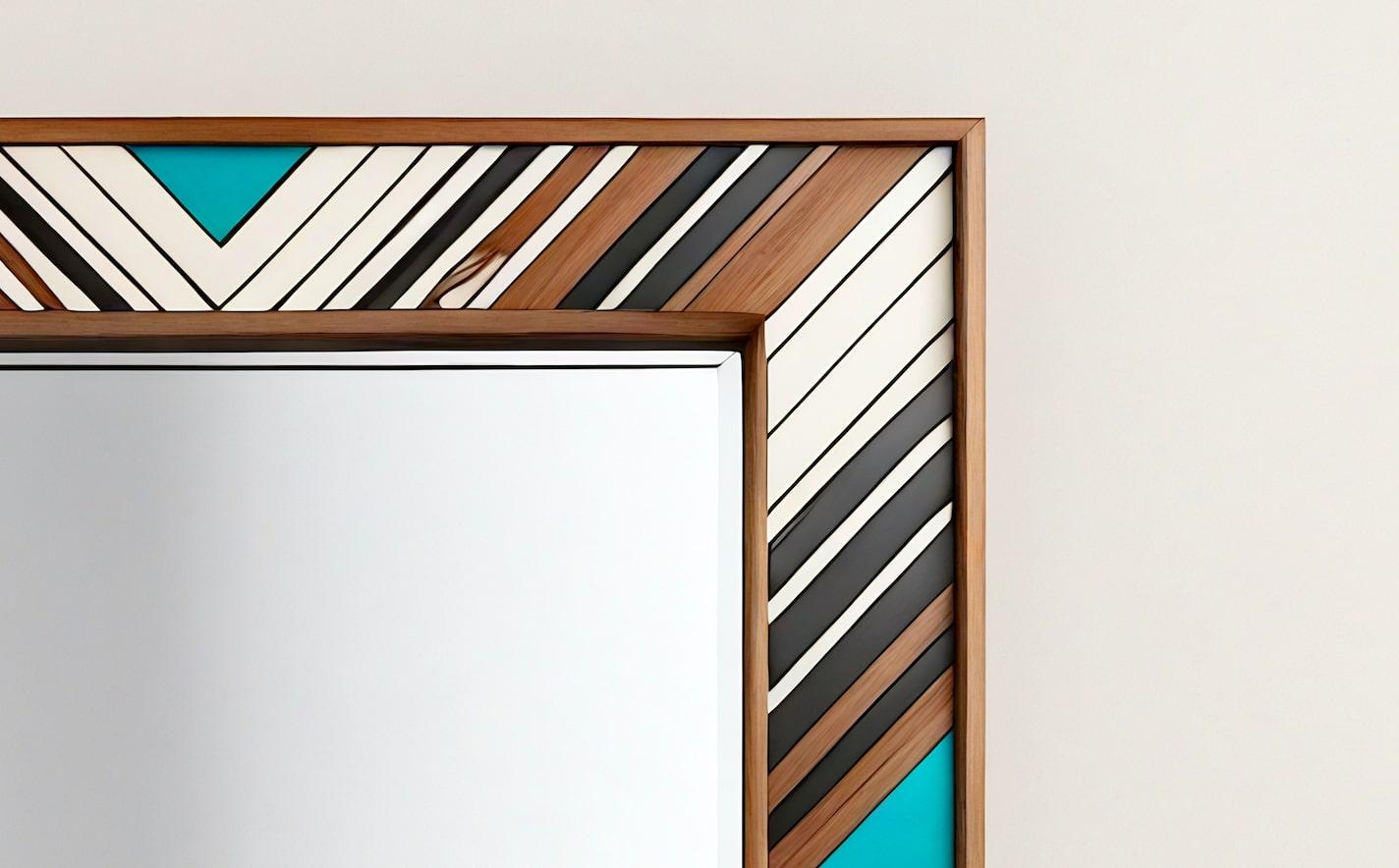 De Stijl Miroir mural ZZ inspiré par le chevron, fabriqué à la main par Artisanal en vente