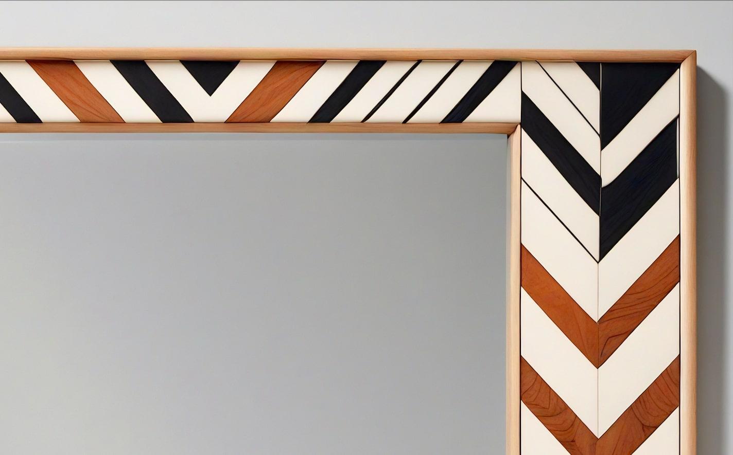 Indien Miroir mural ZZ inspiré par le chevron, fabriqué à la main par Artisanal en vente