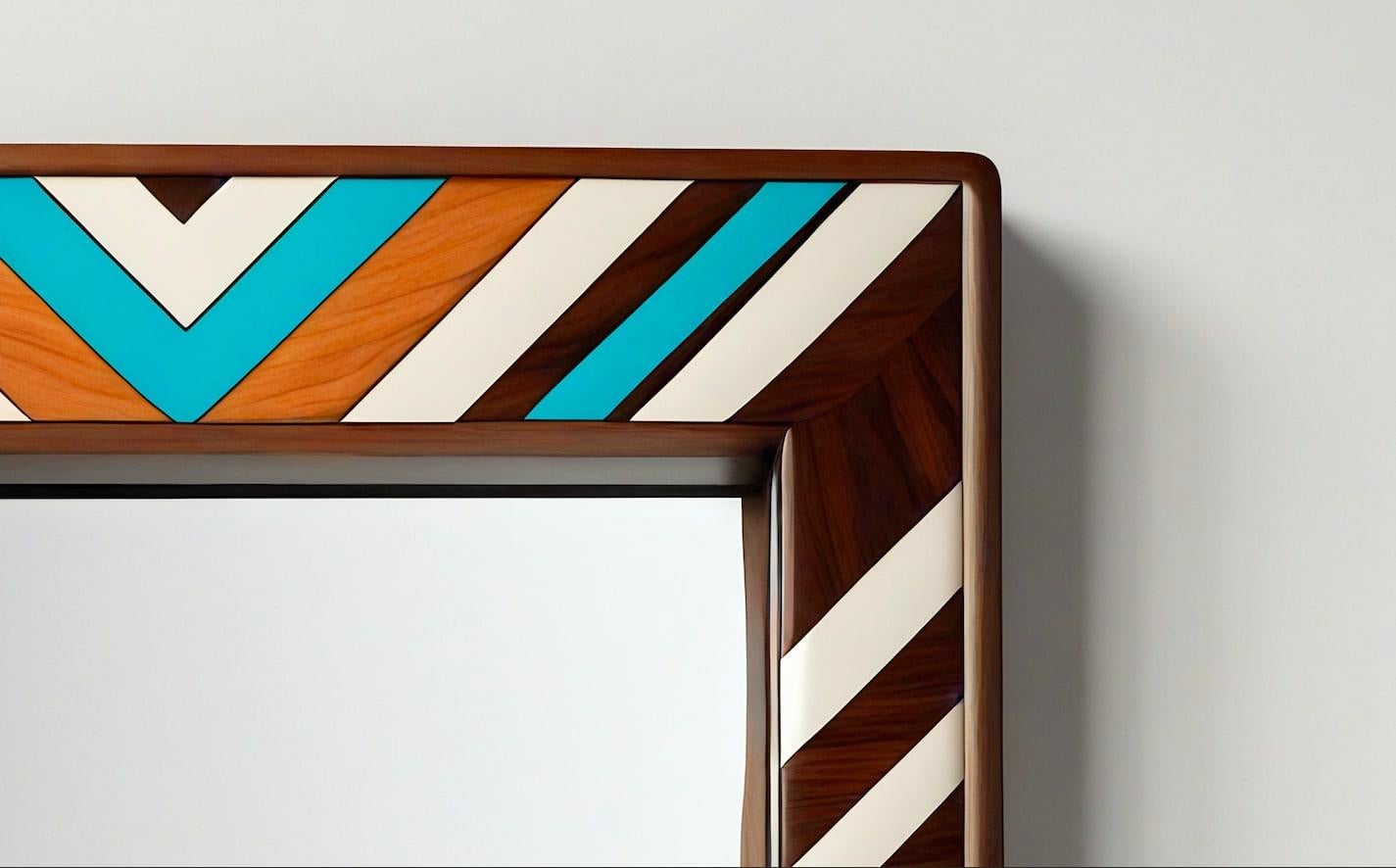 Indien Miroir mural ZZ inspiré par le chevron, fabriqué à la main par Artisanal en vente