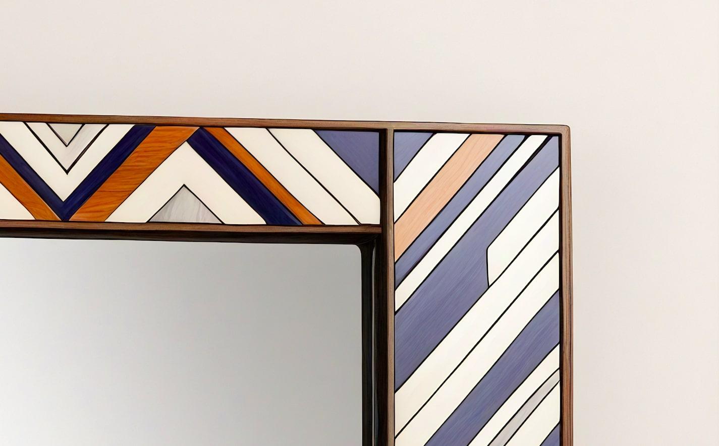 Indien Miroir mural ZZ inspiré par le chevron, fabriqué à la main par Artisanal en vente