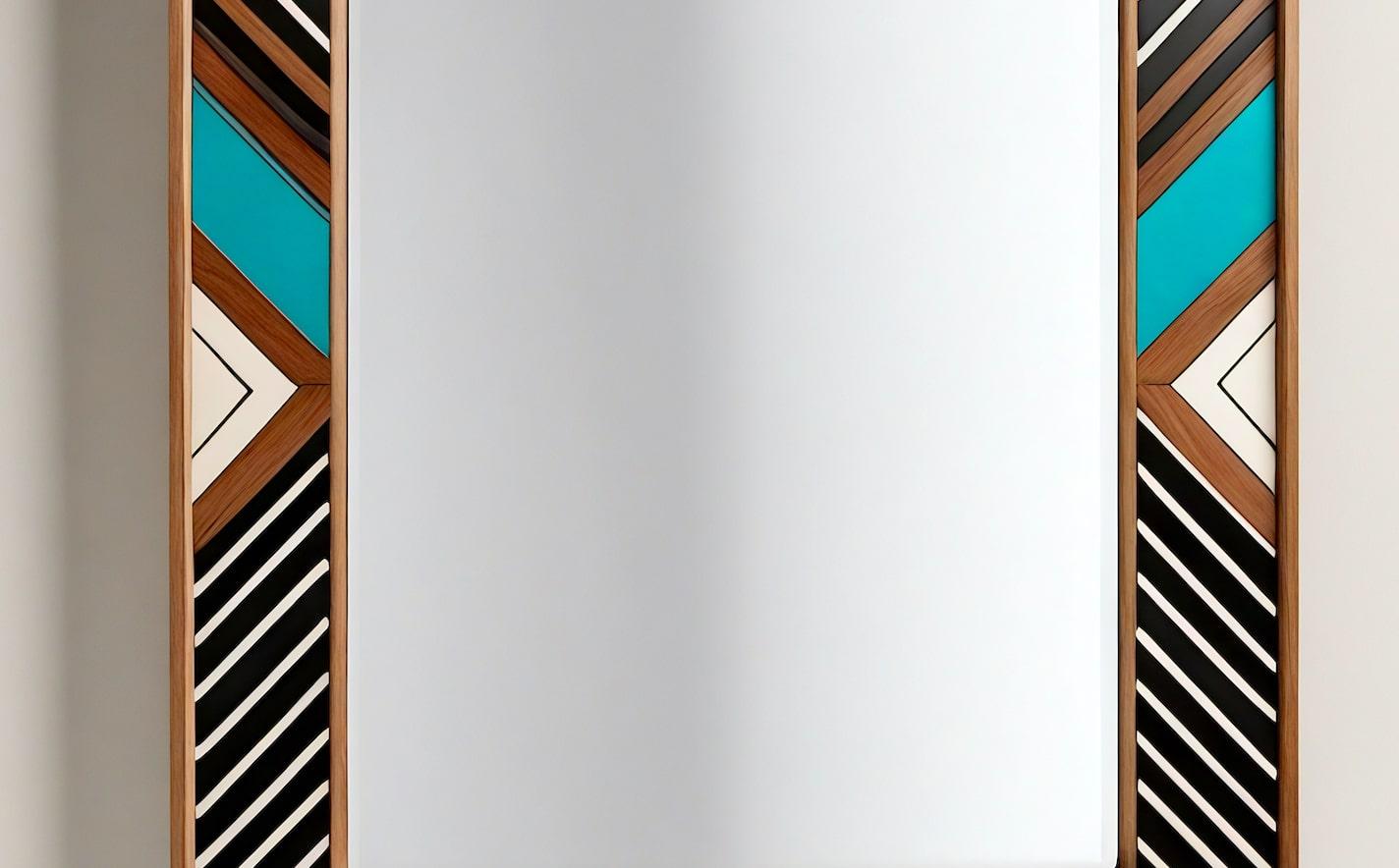 Indien Miroir mural ZZ inspiré par le chevron, fabriqué à la main par Artisanal en vente