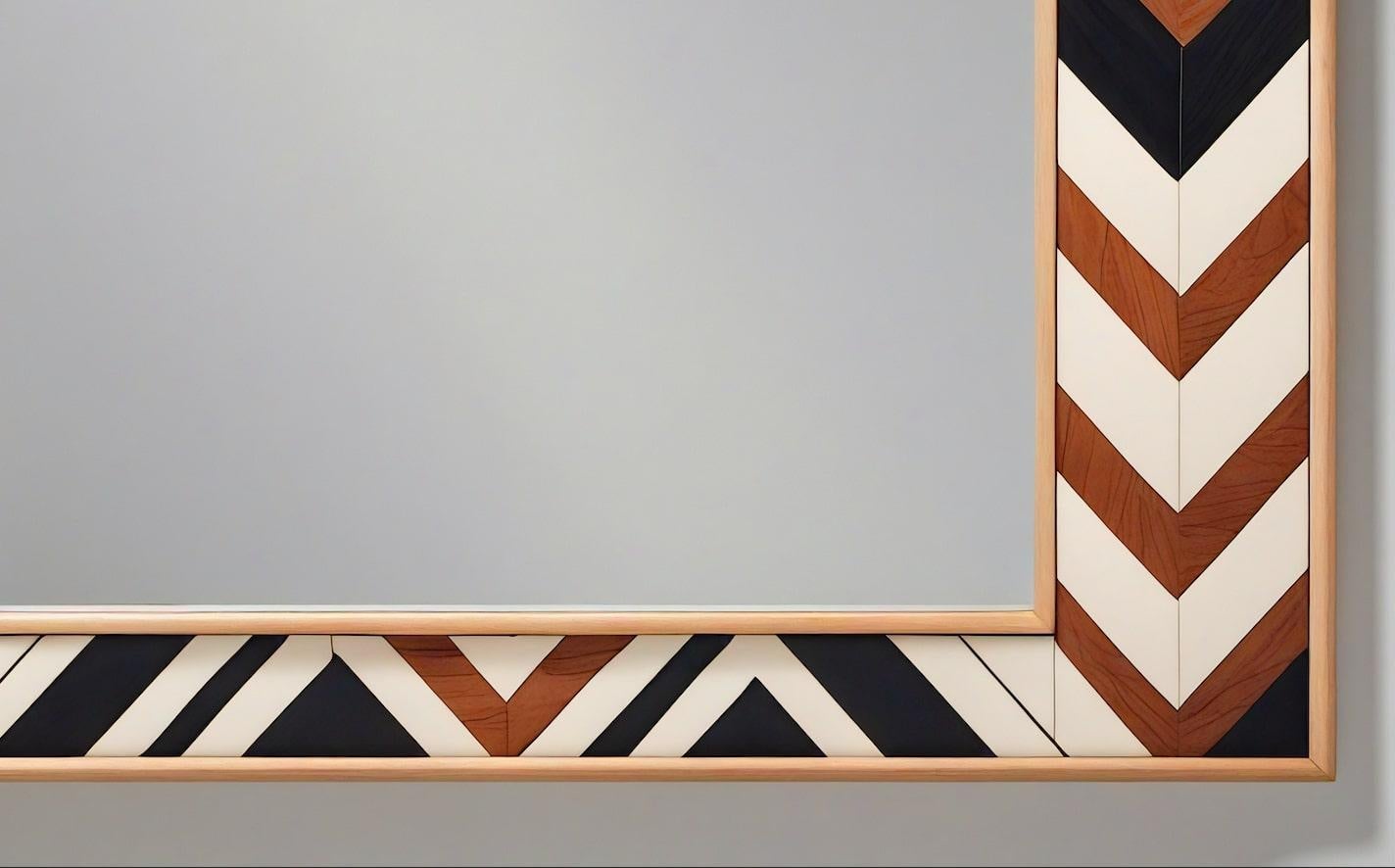 Miroir mural ZZ inspiré par le chevron, fabriqué à la main par Artisanal Neuf - En vente à New York, NY