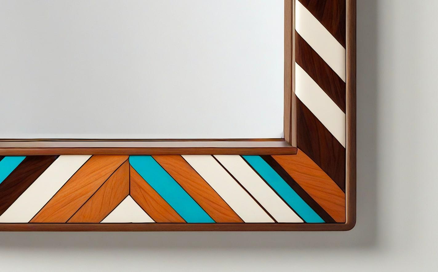 Miroir mural ZZ inspiré par le chevron, fabriqué à la main par Artisanal Neuf - En vente à New York, NY
