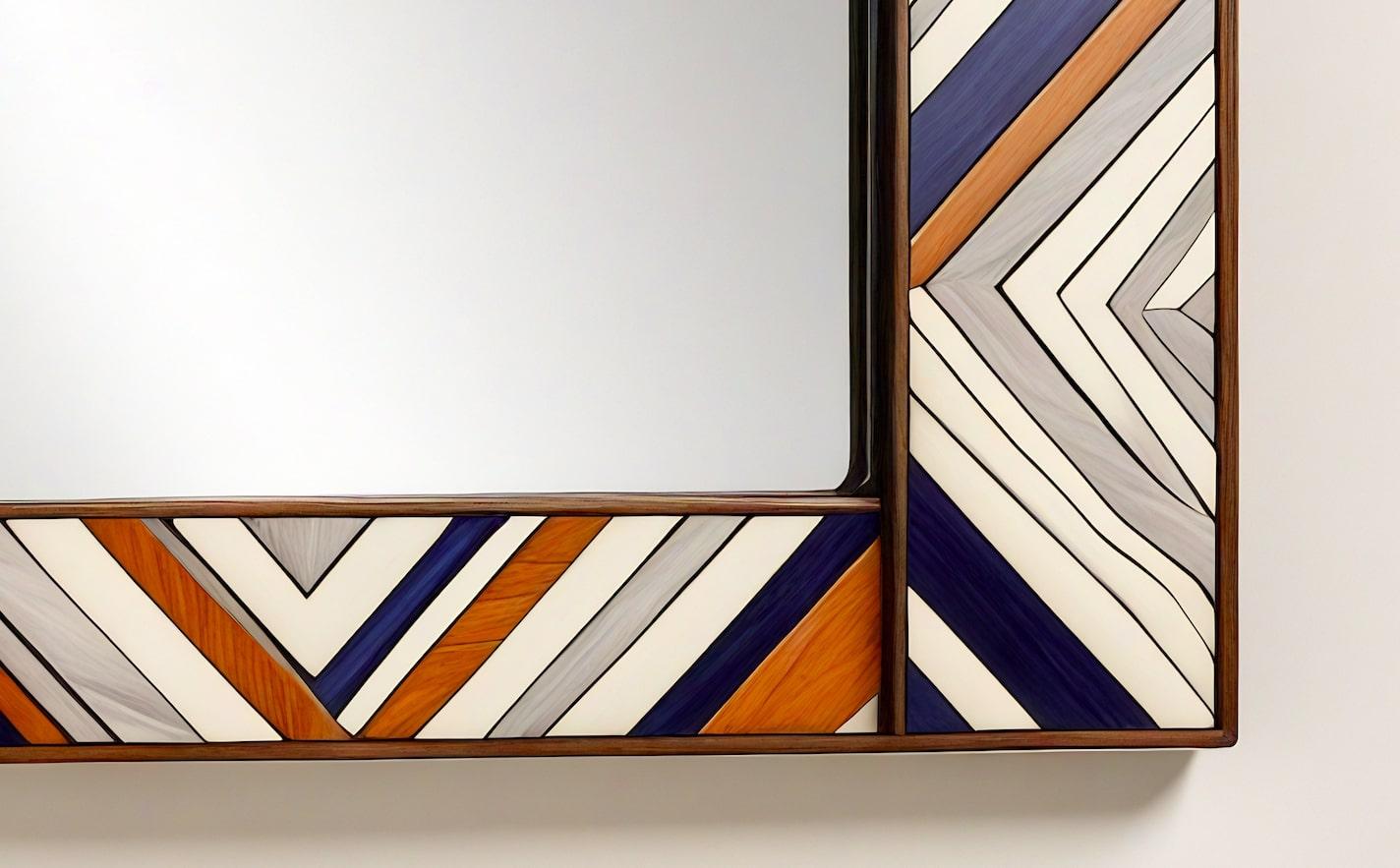 Miroir mural ZZ inspiré par le chevron, fabriqué à la main par Artisanal Neuf - En vente à New York, NY