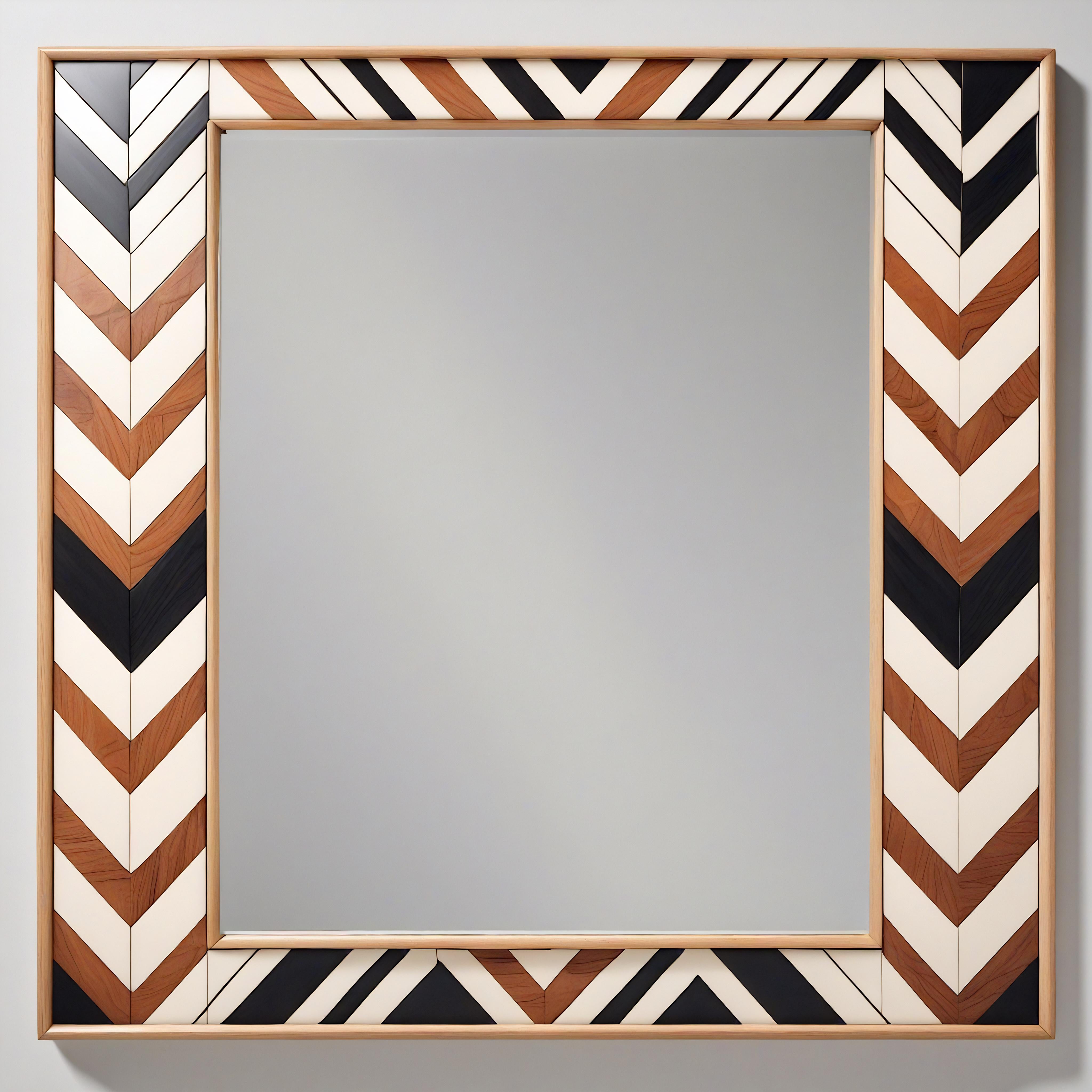 XXIe siècle et contemporain Miroir mural ZZ inspiré par le chevron, fabriqué à la main par Artisanal en vente