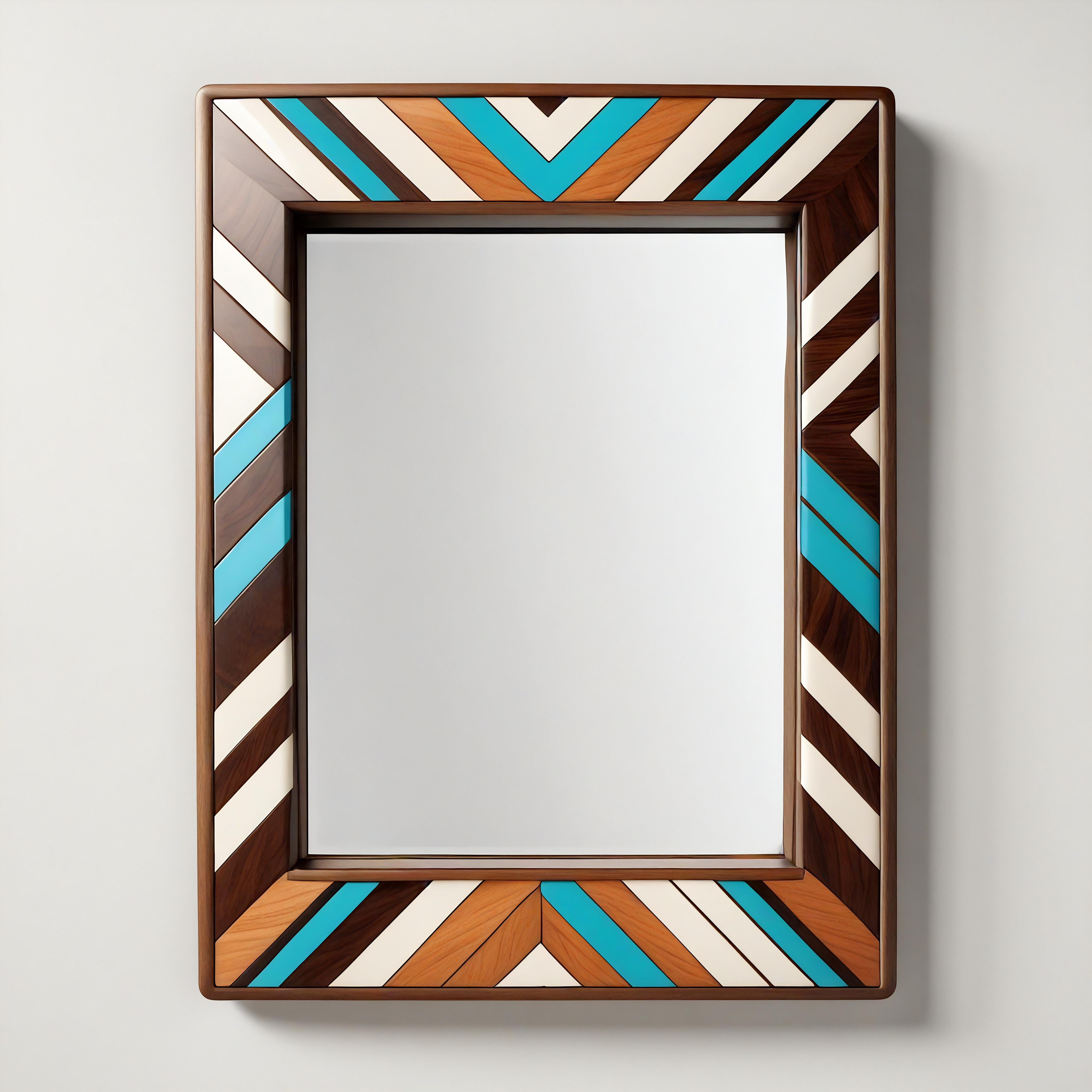 XXIe siècle et contemporain Miroir mural ZZ inspiré par le chevron, fabriqué à la main par Artisanal en vente