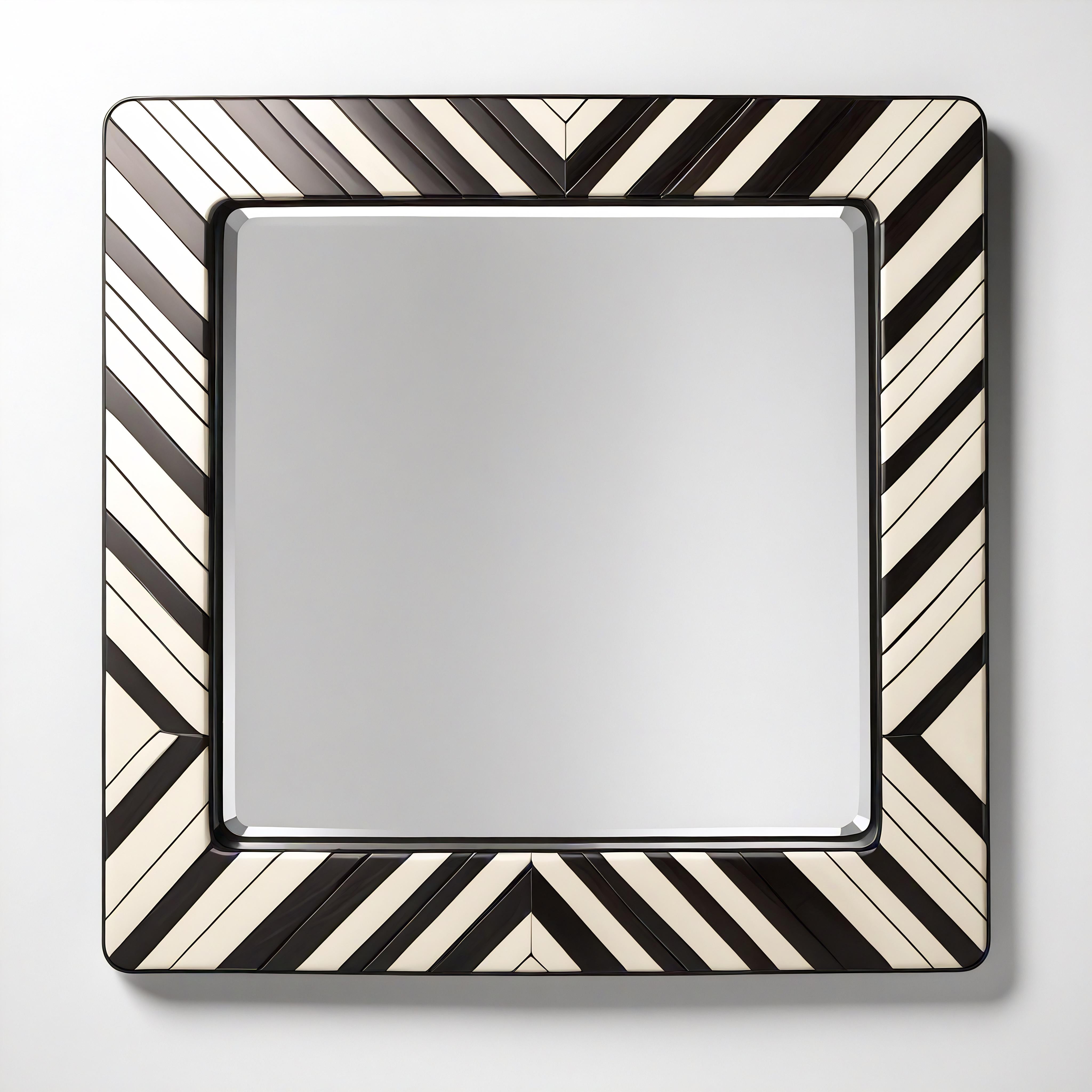 XXIe siècle et contemporain Miroir mural ZZ inspiré par le chevron, fabriqué à la main par Artisanal en vente