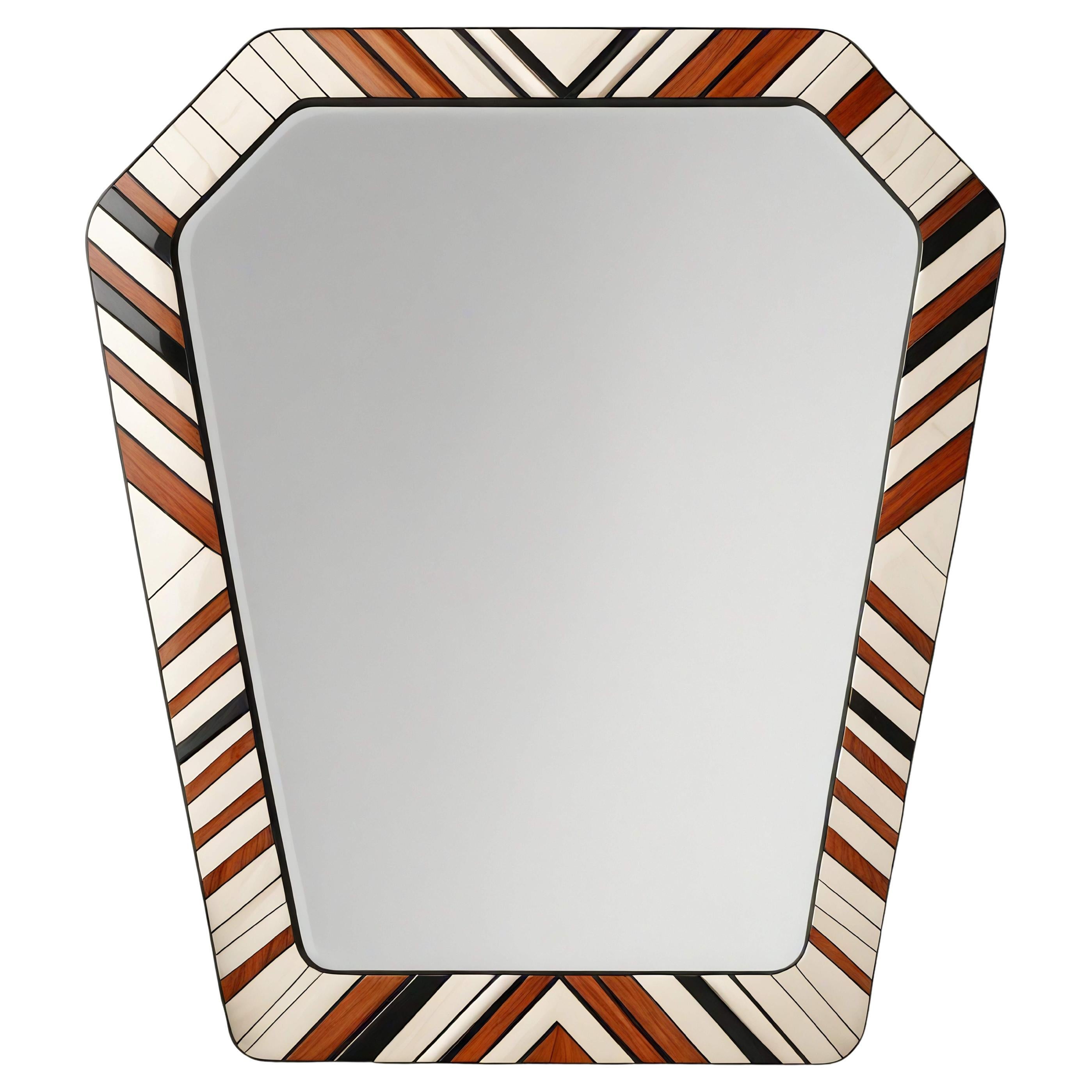 Miroir mural ZZ inspiré par le chevron, fabriqué à la main par Artisanal