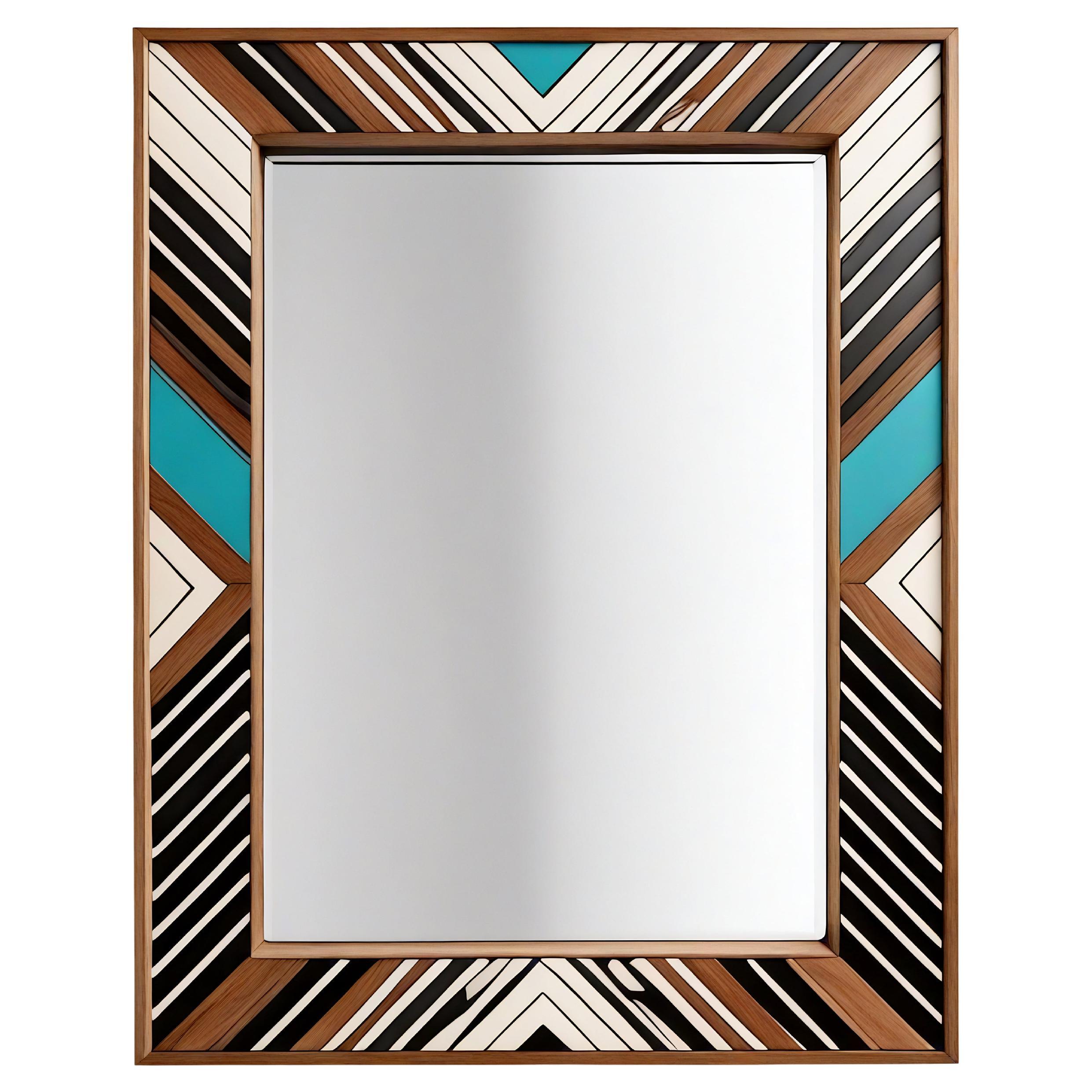 Miroir mural ZZ inspiré par le chevron, fabriqué à la main par Artisanal
